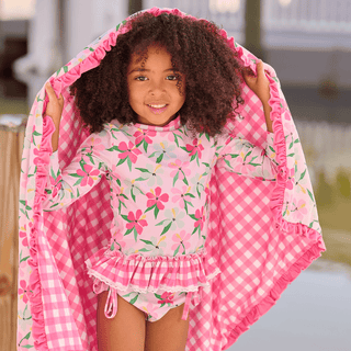 Rashguard Tankini - Colorful Pink Hibiscus - Sugar Bee Clothing