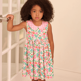 Marie Peter Pan Twirl Tank Dress - Rainbow Ditsy Floral - Sugar Bee Clothing
