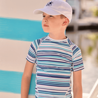 Short Sleeve Rashguard - Starfish Navy Stripe - Sugar Bee Clothing