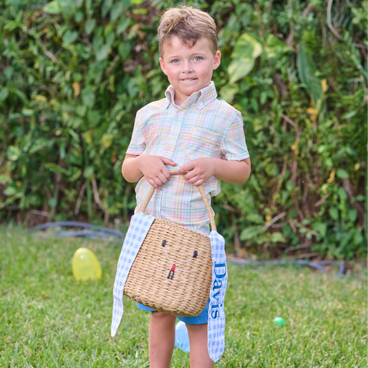 Easter Basket - Blue Gingham Bunny