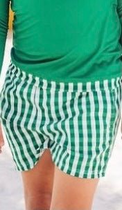 Swim Shorts - Green Gingham - Sugar Bee Clothing