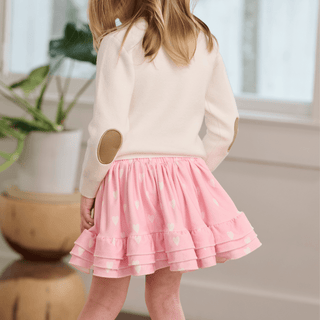 Annie Ruffle Skort - Pink Sketch Hearts - Sugar Bee Clothing