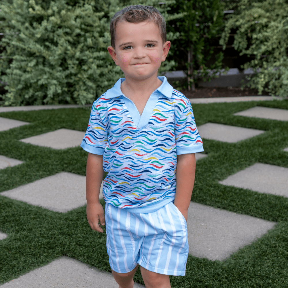 Patrick SS Clubhouse Polo - Colorful Current - Sugar Bee Clothing