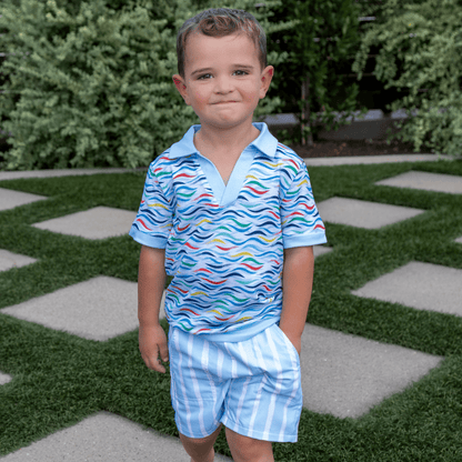 Patrick SS Clubhouse Polo - Colorful Current - Sugar Bee Clothing