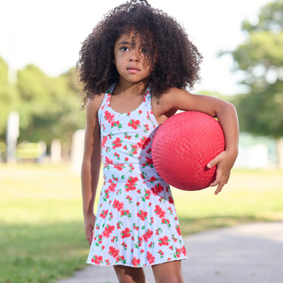 Mini Jackie Halter Tennis Dress - Red Bouganivillea - Sugar Bee Clothing