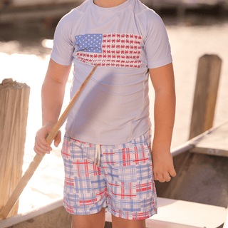 Compression Swim Shorts - Cape Cod Madras - Sugar Bee Clothing