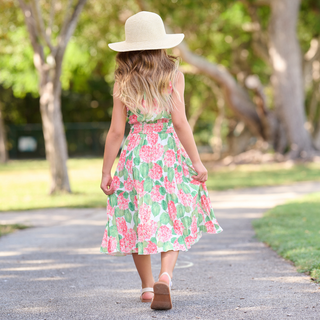 Elaine Keyhole Tank Dress - Red Hydrangeas - Sugar Bee Clothing