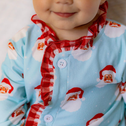 Baby Ruffle Buttflap Pajamas - Vintage Santa Holiday Lounge