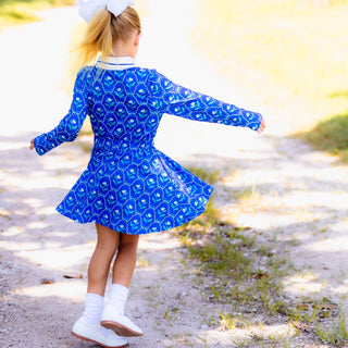 Heidi LS Polo Dress - Primrose Parade - Sugar Bee Clothing