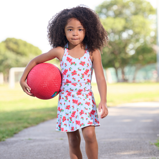 Mini Jackie Halter Tennis Dress - Red Bouganivillea - Sugar Bee Clothing