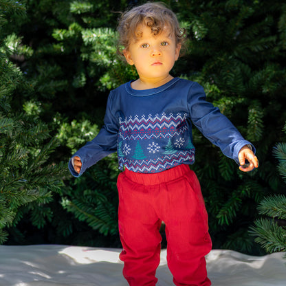 Baby Tucker Crew Sweater - Peppermint Pines