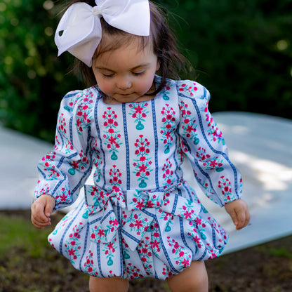 Baby Camille Bubble Dress - Snowberry stripes