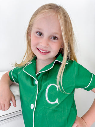 Charlie Satin Separates - Green Short Sleeve Top - Sugar Bee Clothing