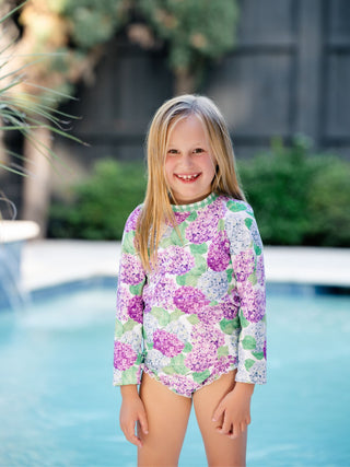 ***PREORDER***Ruffle Bottom Swimsuit - Purple Hydrangea