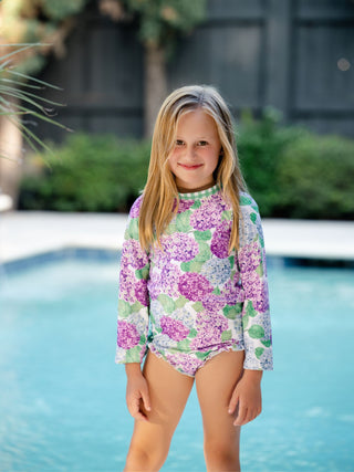 ***PREORDER***Ruffle Bottom Swimsuit - Purple Hydrangea
