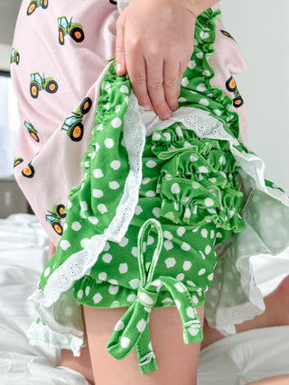 Gown With Bloomers - Tractors On Pink - Sugar Bee Clothing