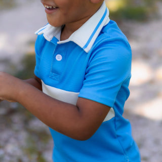 Davis Textured Polo - Varsity Stripe - Sugar Bee Clothing