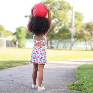 Mini Jackie Halter Tennis Dress - Red Bouganivillea - Sugar Bee Clothing