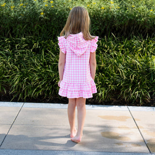 Swim Cover up - Pink Gingham Ruffle - Sugar Bee Clothing