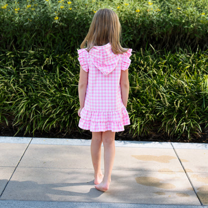 Swim Cover up - Pink Gingham Ruffle