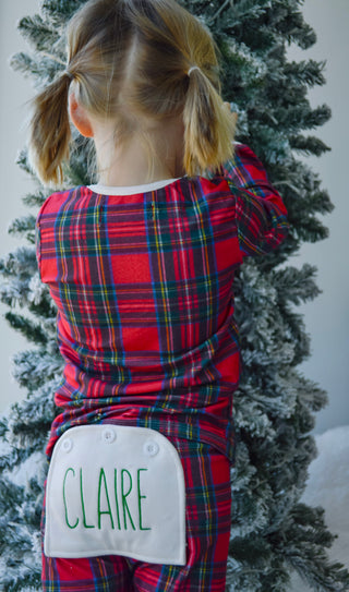 Ruffle Buttflap Pajamas - Tartan Holiday Lounge - Sugar Bee Clothing