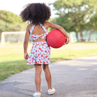 Mini Jackie Halter Tennis Dress - Red Bouganivillea - Sugar Bee Clothing