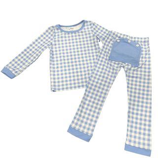 Buttflap Pajamas - 2023 Blue Trimmed Gingham - Sugar Bee Clothing