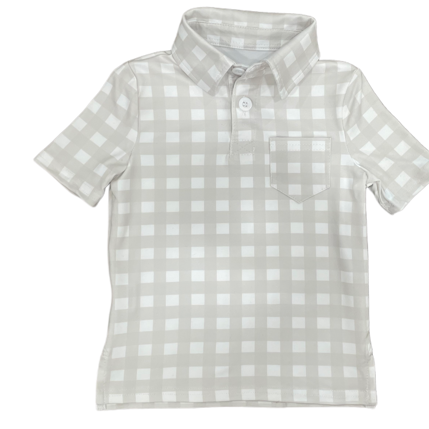 Mini Davis Pocket Polo - Cafe Au Lait Gingham