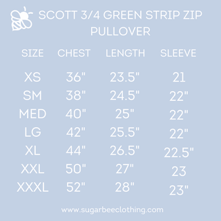 Scott 3/4 Zip Sweater - Green Stripe - Sugar Bee Clothing