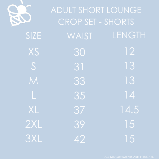 Adult Short Crop Lounge Set - Blue Gingham