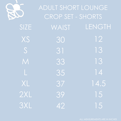 Adult Short Crop Lounge Set - Blue Gingham