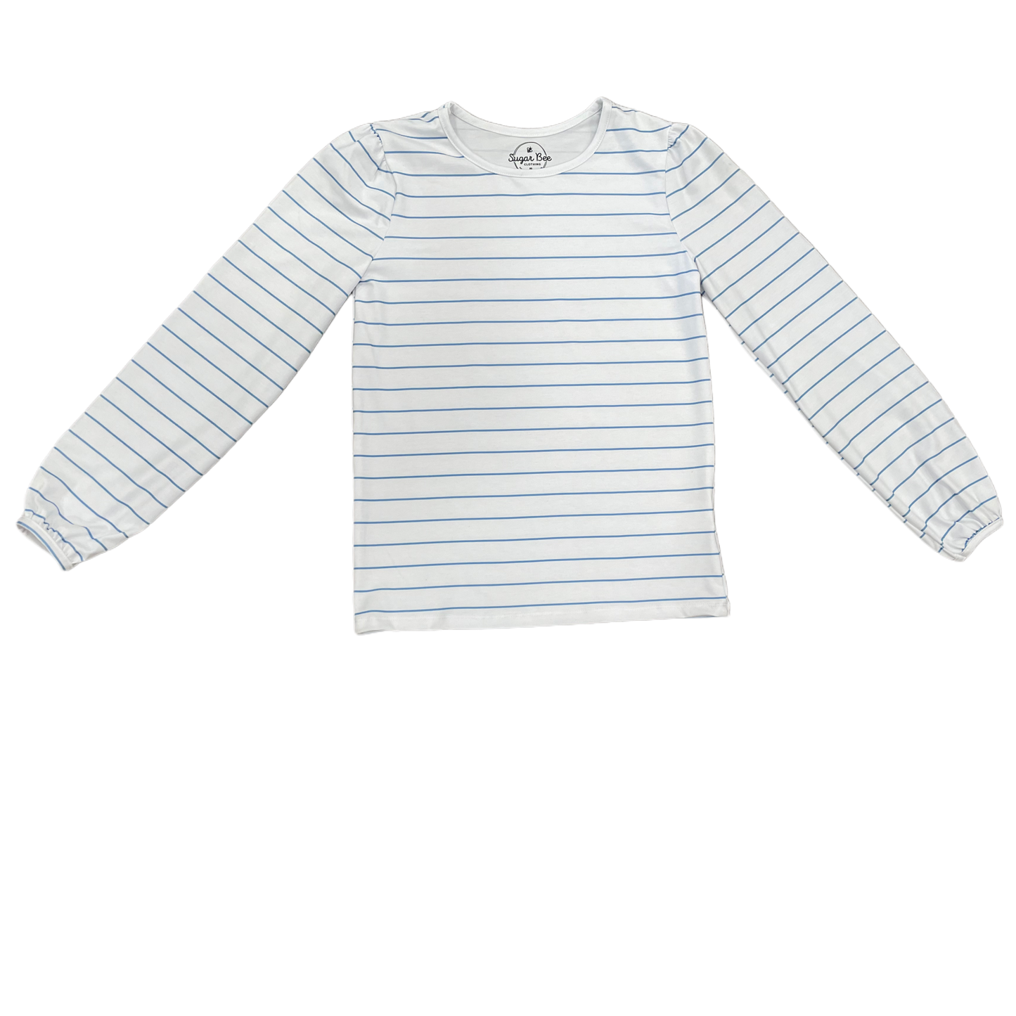 Mae L/S Puff Top - Blue Stripe