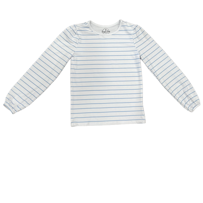 Mae L/S Puff Top - Blue Stripe