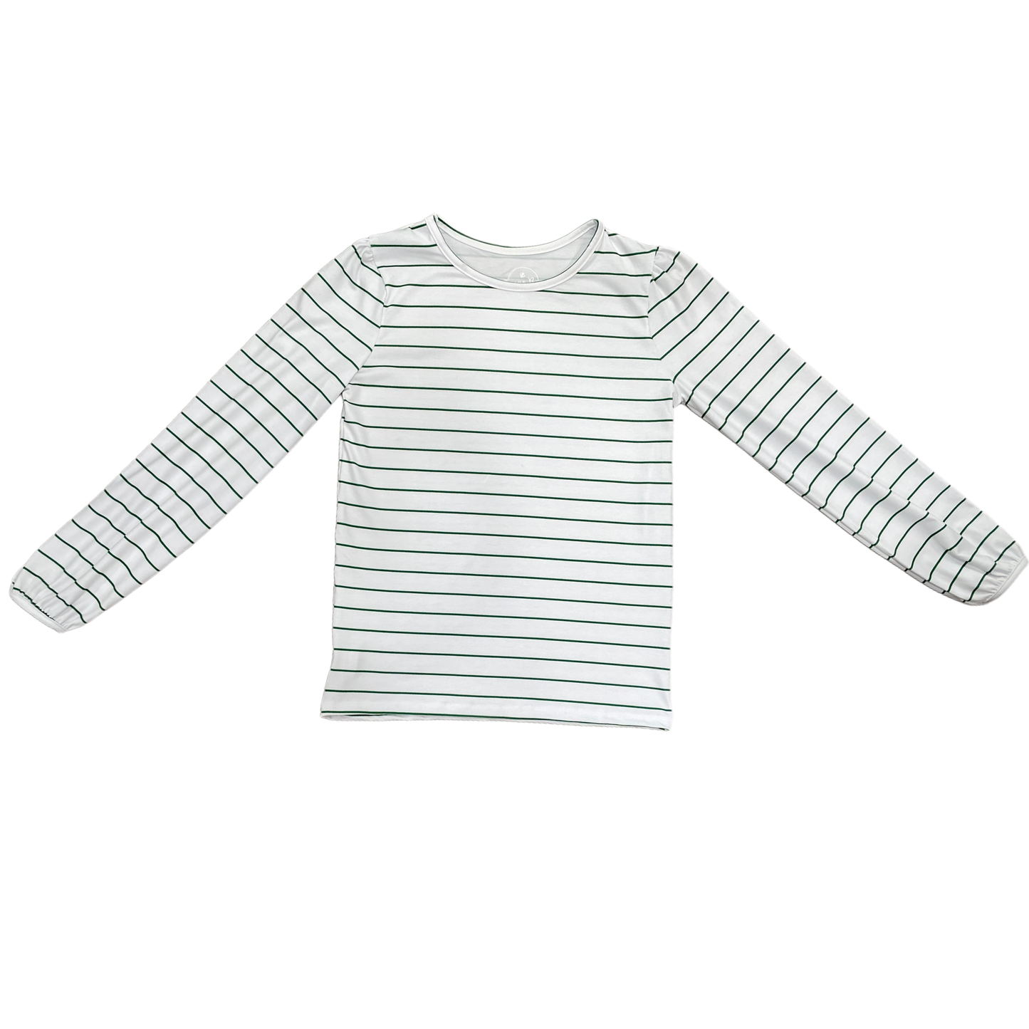 Mae L/S Puff Tee - Green Stripe