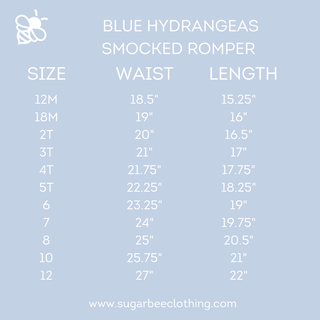Rosie Smocked Romper - Blue Hydrangeas - Sugar Bee Clothing
