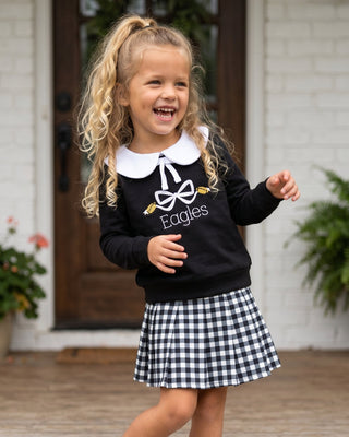 ***PREORDER***2-Piece Long Sleeve Game Day and Skort Set - Black Gingham