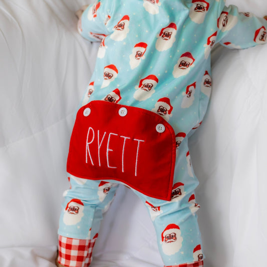 Baby Buttflap Pajamas - Vintage Black Santa Holiday Lounge