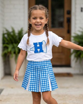 ***PREORDER***2-Piece Scalloped Tee and Skort Set - Royal Blue