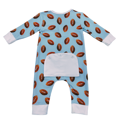 One-Piece Buttflap Pajamas - Football