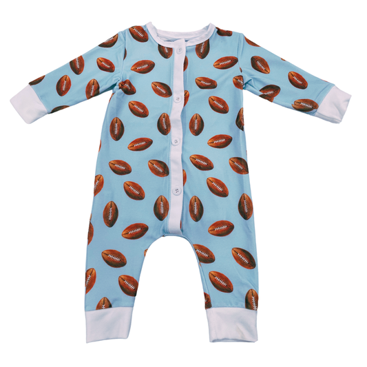 One-Piece Buttflap Pajamas - Football