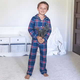 Button Down Pajamas - Winter Plaid Holiday Lounge - Sugar Bee Clothing