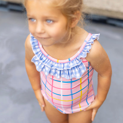 Bow Back Swimsuit - Dreamscape Plaid