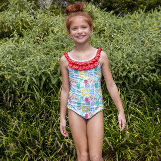 Bow Back Swimsuit - Positano Picnic - Sugar Bee Clothing
