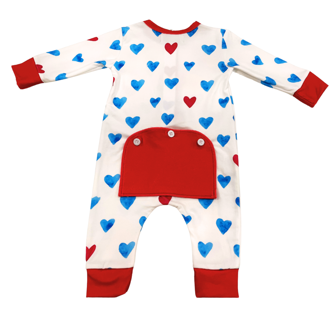 Buttflap Pajamas - Blue Hearts