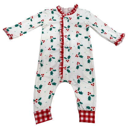 Ruffle Buttflap Pajamas - Bright Hollies