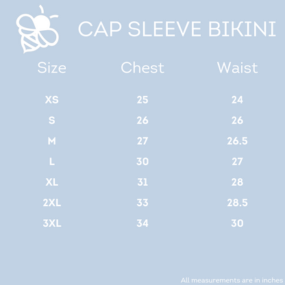 Retro Cap Sleeve Bikini - Black Gingham