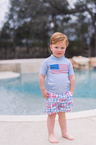 Compression Swim Shorts - Cape Cod Madras - Sugar Bee Clothing