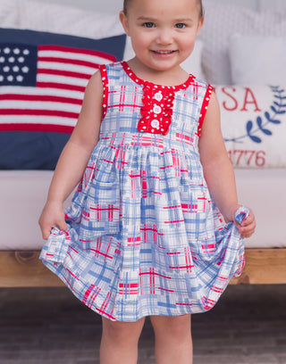 Anna Ruffle Tank Twirl Dress - Cape Cod Madras - Sugar Bee Clothing