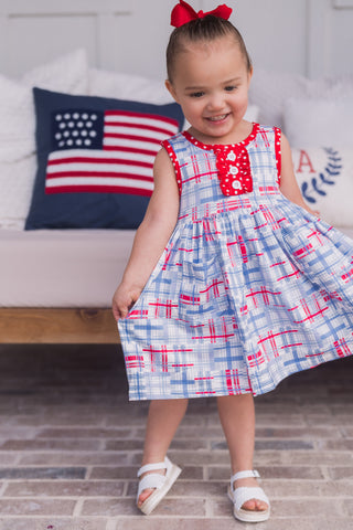 Anna Ruffle Tank Twirl Dress - Cape Cod Madras - Sugar Bee Clothing