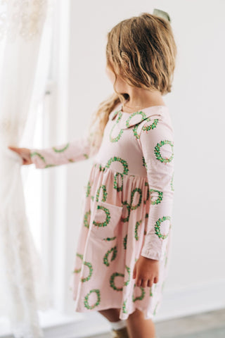 Claire Twirl Dress - Pink Wreath - Sugar Bee Clothing